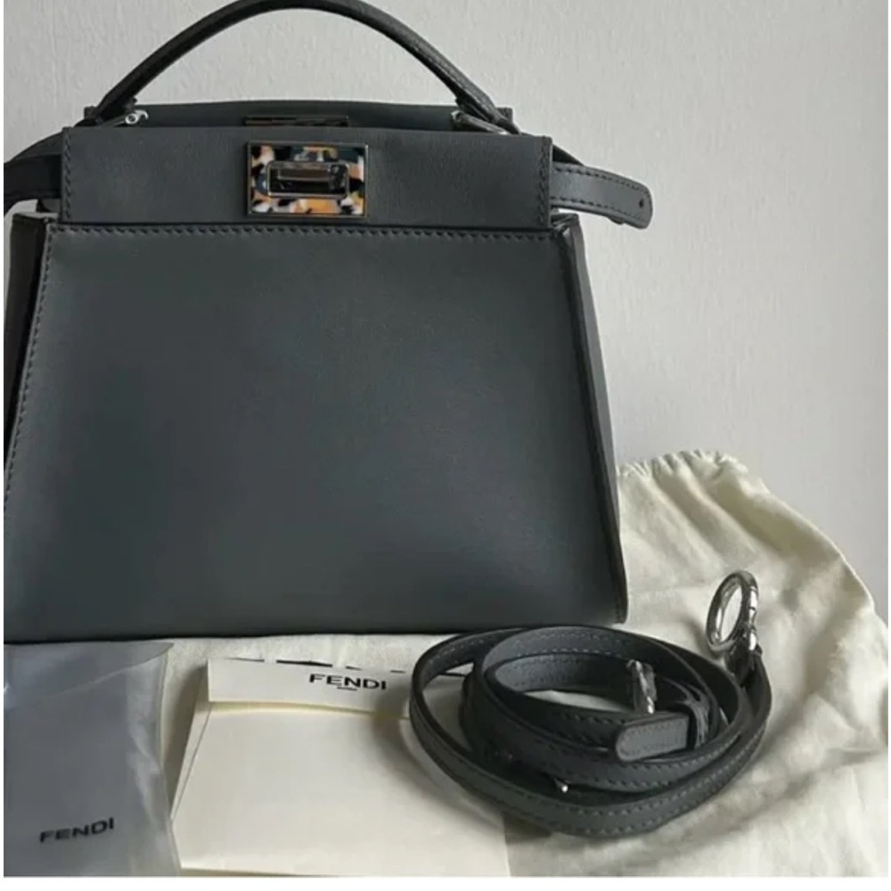 FENDI PEEKABOO Gray Leather bag! Like new!